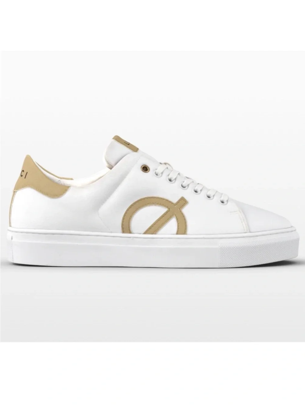 LOCI Origin Nine Vegan Sneakers Womens 9 White Tan Low Top Recycled Walking Shoe